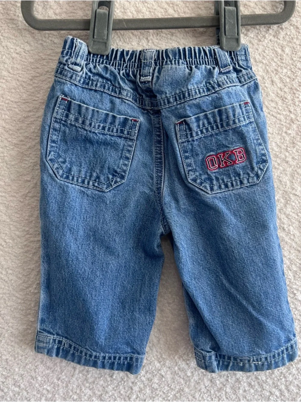 Osh Kosh B’Gosh Vintage Retro Baby Blue Denim Embroidered Jeans‎ Size 3-6 Months